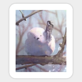 Winter Bird Painting Sticker